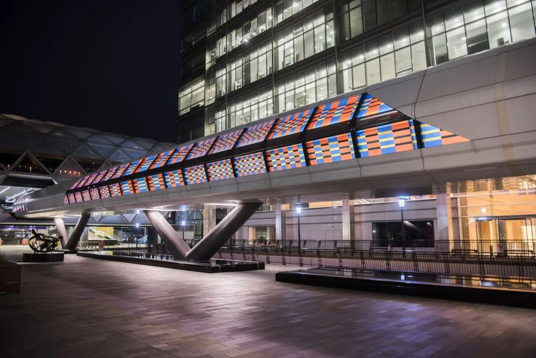 Camille Walala 3, London Mural Festival - Adams Plaza Bridge, Canary Wharf, E14 - Photo credit: Sean Pollock 