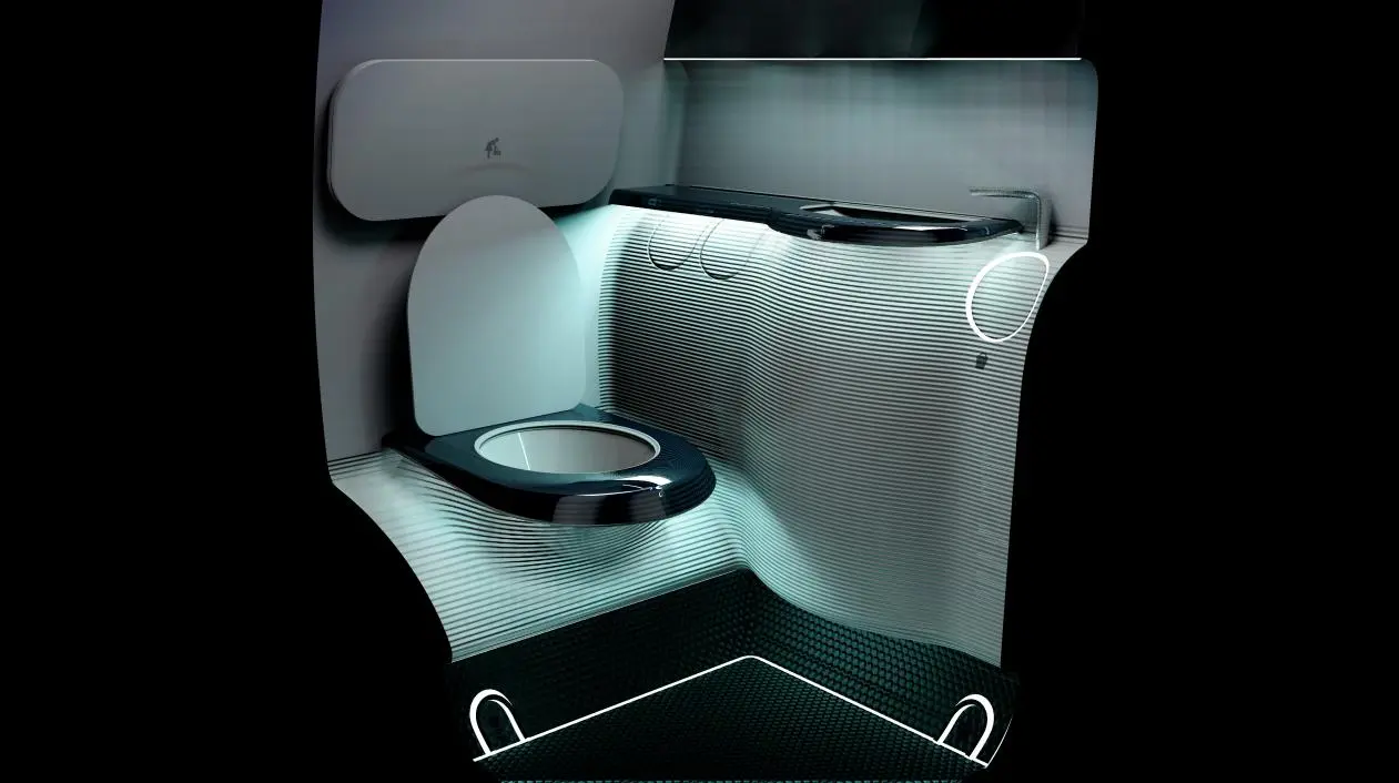 杨明洁设计作品_13：美国波音飞机内舱的无触碰自清洁洗手间，2013年